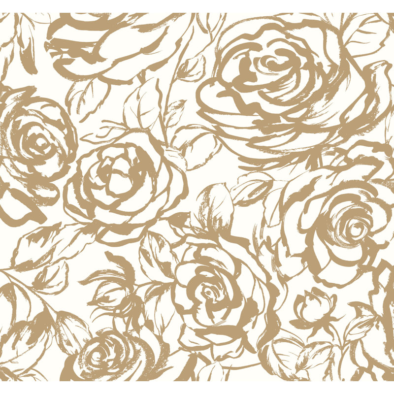 Papier peint rose Nelda, Or