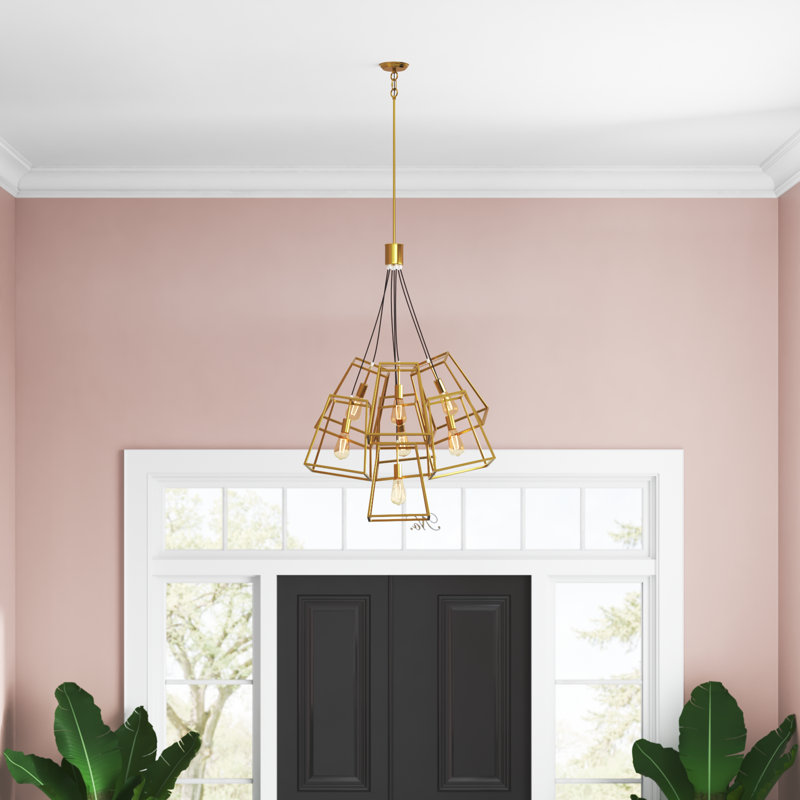 Elsje 29.1" W 7-Light Dimmable Cluster Pendant, Gold
