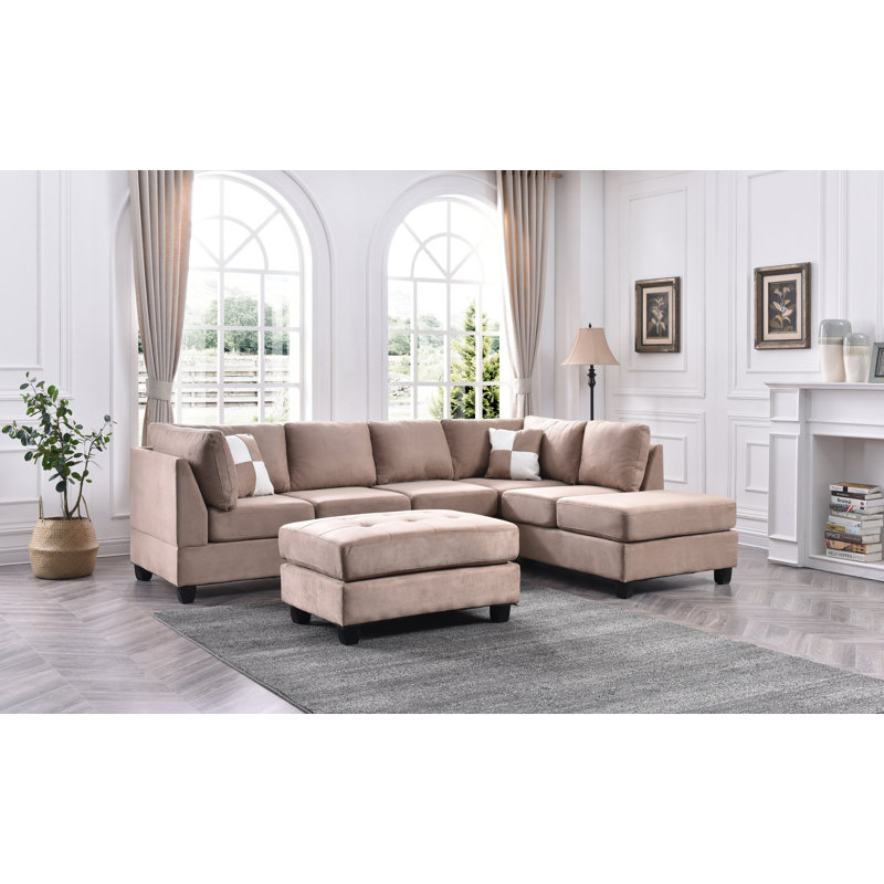 Canapé d'angle réversible Malone Mocha Microsuède, Suède brun