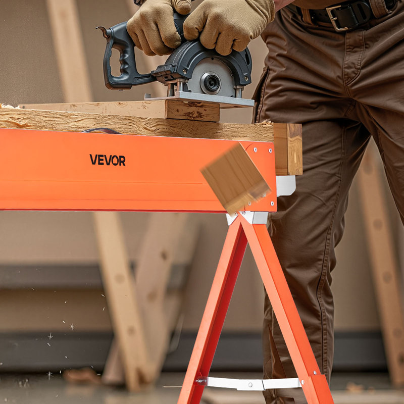 Saw Horses, Folding Work Horses, 1323 lbs Load Capacity Sawhorse with Heavy Duty Legs, All-Metal Portable Saw Horse with Non-Slip Foot Pads, for Woodworking, Carpenters & Contractors