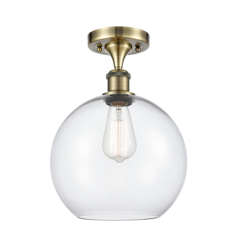 Plafonnier encastré 1 lumière Cranston, Clair, H 15 po x l 10 po x P 10 po, Nickel