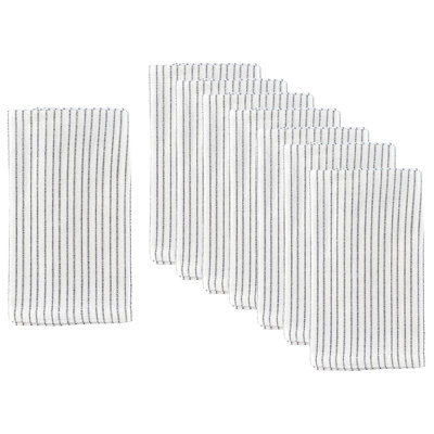Stitched Cotton White/Black Napkin, Set of 8