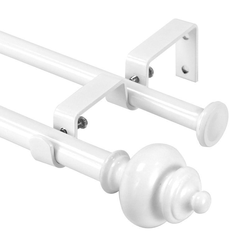 Tringle à rideaux double réglable Platteville, H 0,625 po x l 120 po x P 0,625 po, Blanc lustré