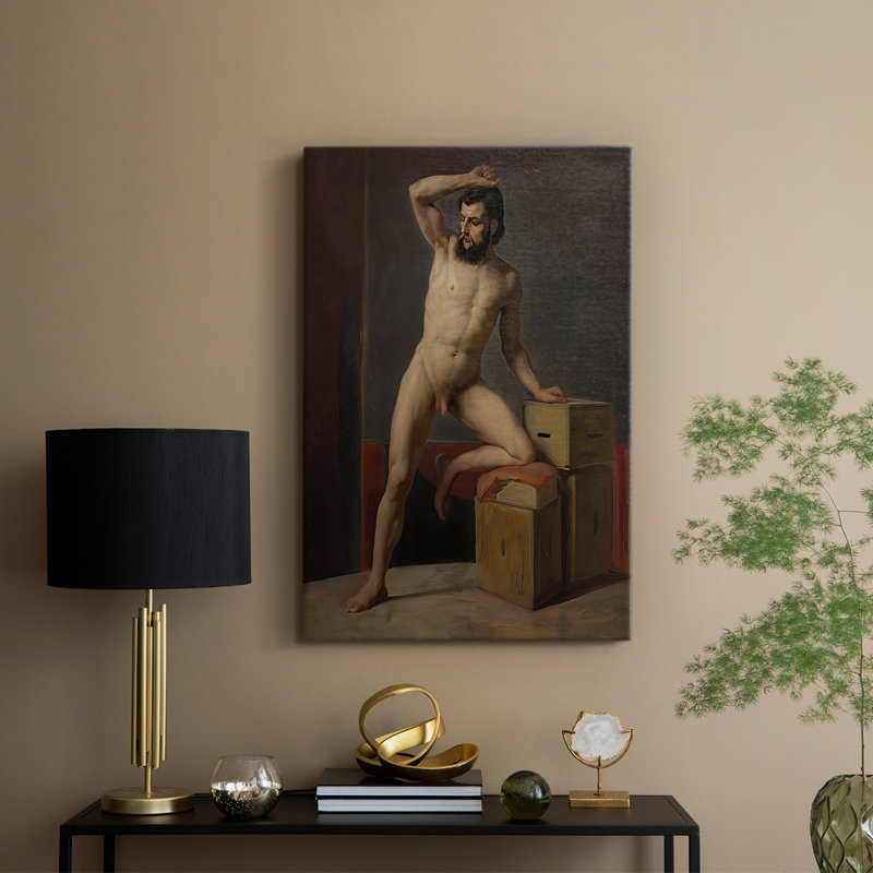 «Masculin nu» (Mânlicher Akt) - Toile tendue sur châssis par Gustav Klimt, 12 x 18