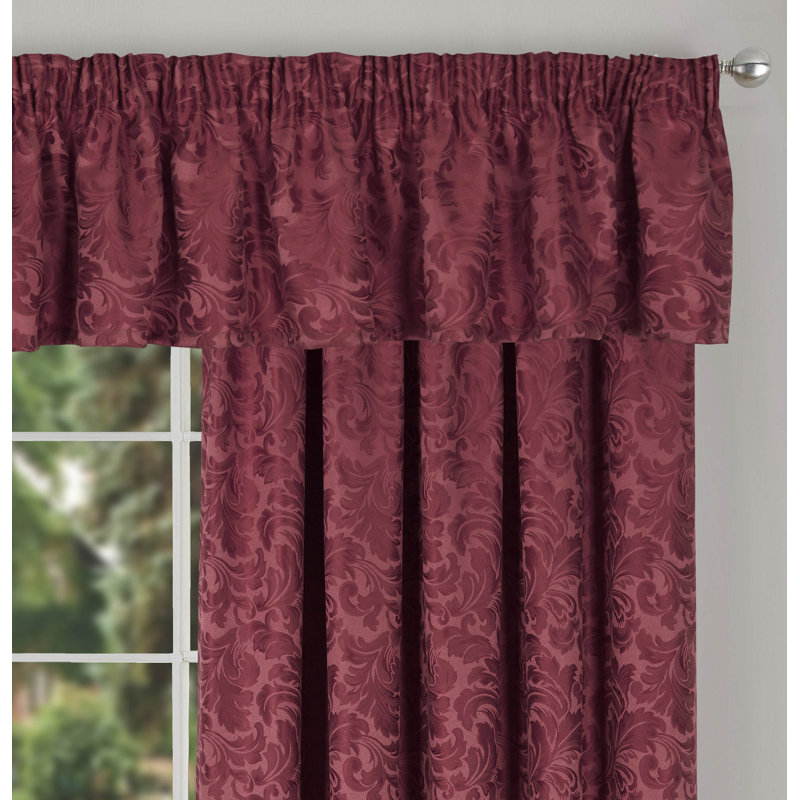 Aliska Floral Window Pelmet, 335cm Width x 41cm Drop, Wine