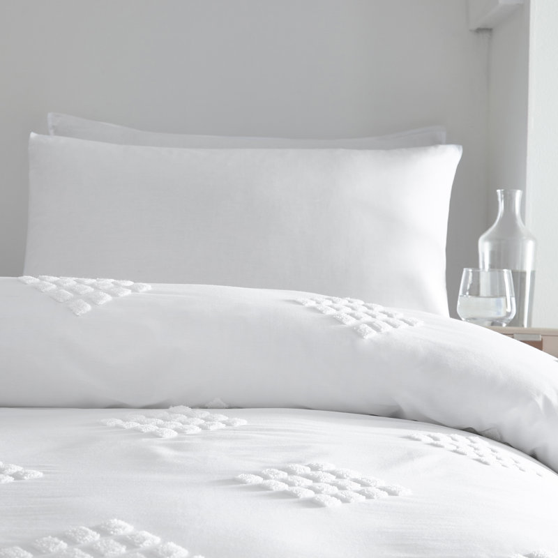 AppleTree Diamond Tuft Cotton Geometric Shapes Duvet Cover Set with Pillowcases, Single Duvet Cover + 1 Standard Pillowcase