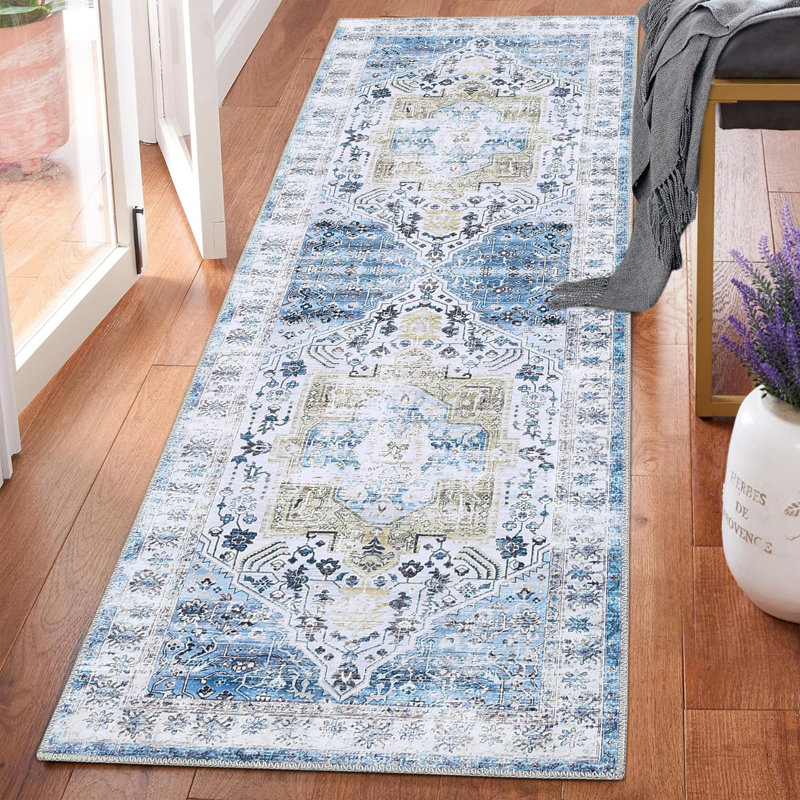 Tapis d'entrée coulissant orange et vert, Tapis de couloir 2 pi x 6 pi