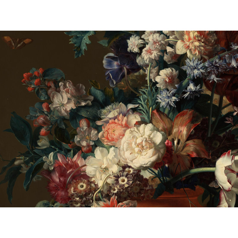 Papier peint amovible avec motif de fleurs colorées et réalistes, L 9 po x l 15 po