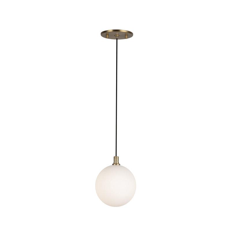 Bolla 5-In Opal Glass LED Pendant, Opal, Brushed Gold