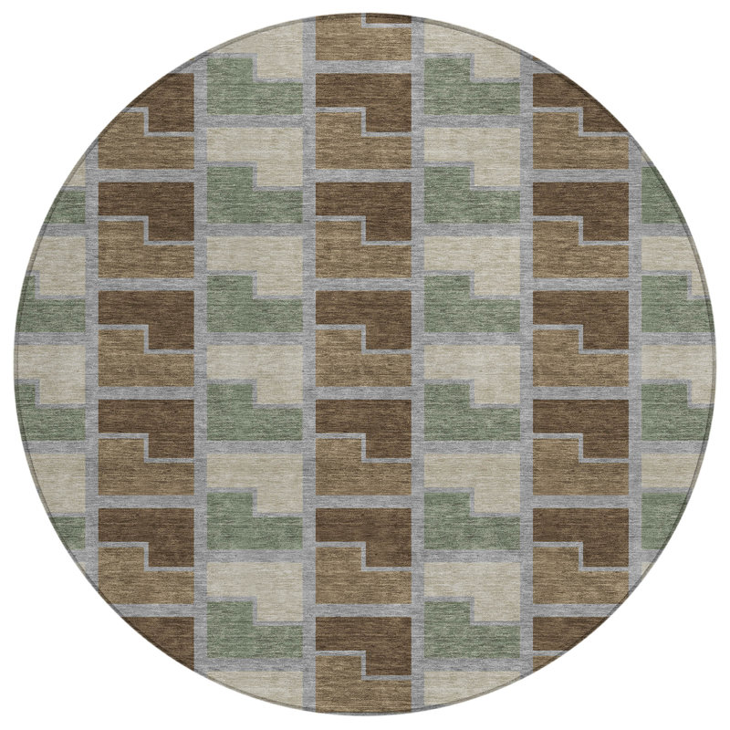 Machine Washable Indoor/Outdoor Lockway ACN2417 Geometric Rug, Rectangle 2'6" x 3'10"