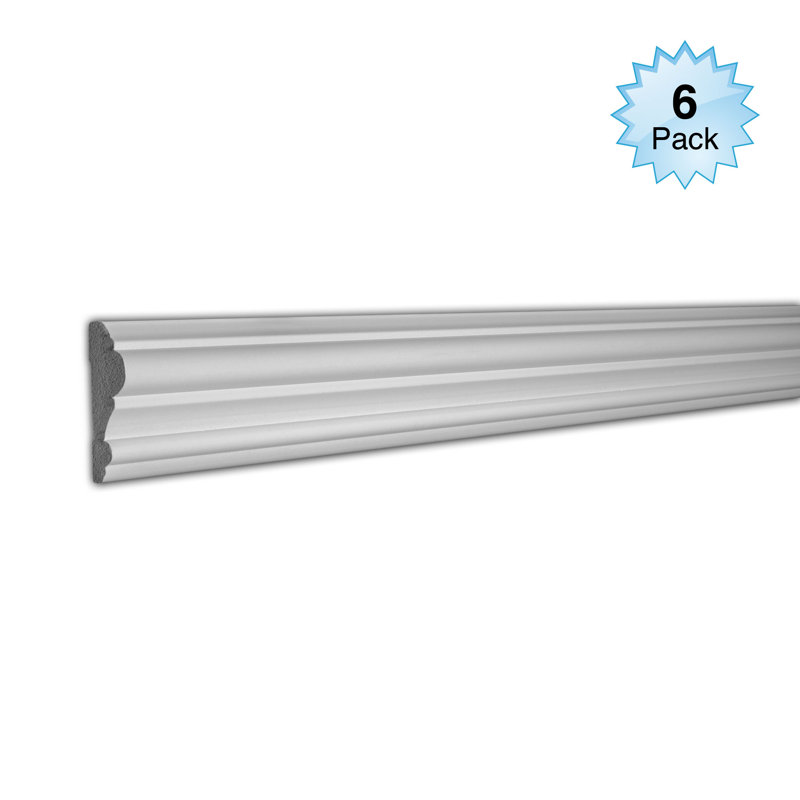 WM 298 3-1/2 in x 1 in x 96 in Plain Recycled Polystyrene Panel Moulding Pro Pack 48 LF