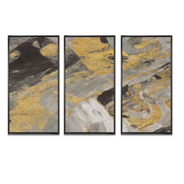 DesignArt Marble Framed On Canvas 3 Pieces Painting | Wayfair