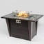 Table de foyer avec plateau en carreaux de céramique, pare-vent en verre et housse de pluie