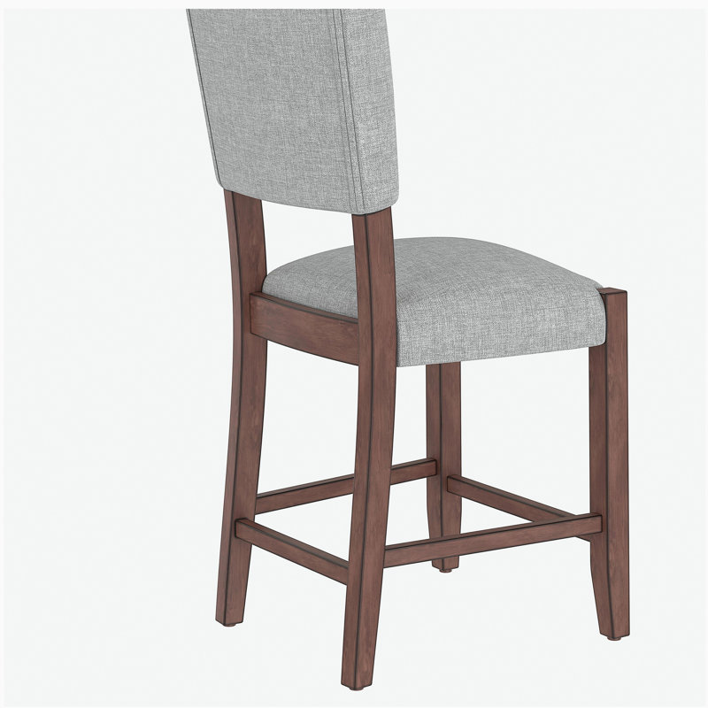 Ensemble de 4 tabourets de bar Mid-Century modernes de 40,4 po avec dossier, tabourets de bar rembourrés en lin avec pieds en bois massif pour la salle à manger de l'îlot de cuisine, gris (chaises 4 pièces)