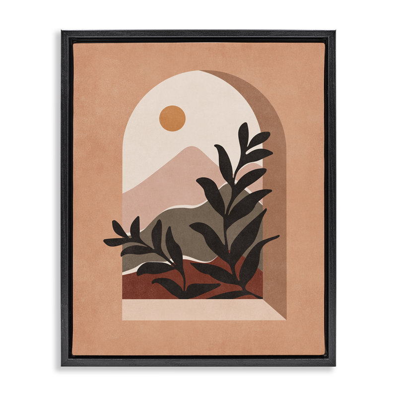 «Terracotta Boho Window», art mural encadré flottant noir par Nataly White, H 31 po x l 25 po, Cadre flottant noir de jais