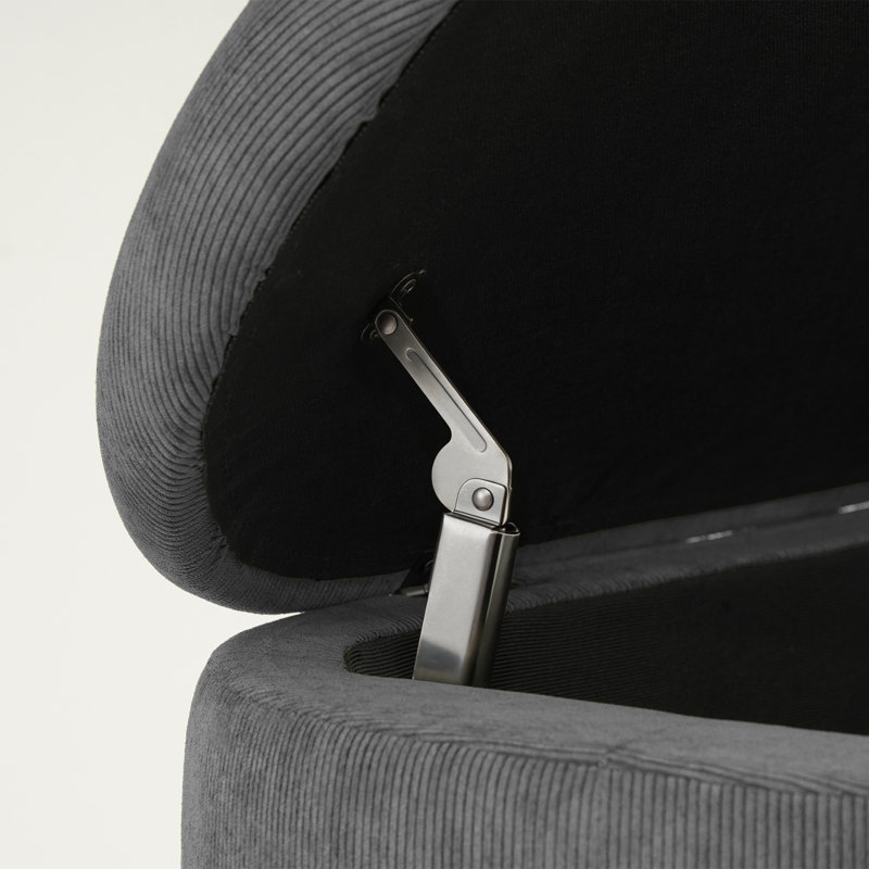 Upholstered Storage Bench with Wooden Legs, Gray