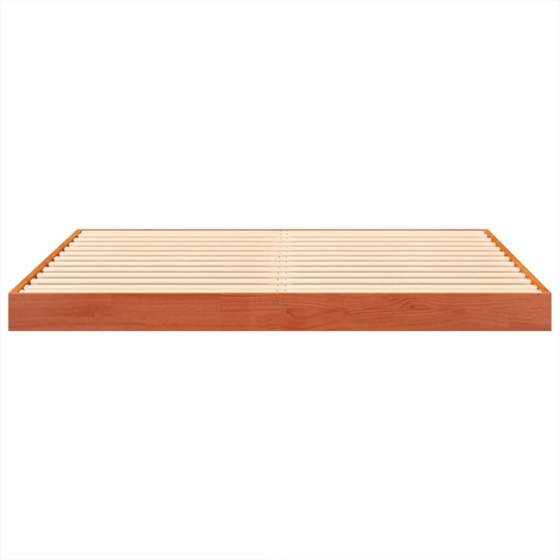 Vidaxl Bed Frame Wax Double Solid Wood Pine, Double (135 x 190 cm), Brown