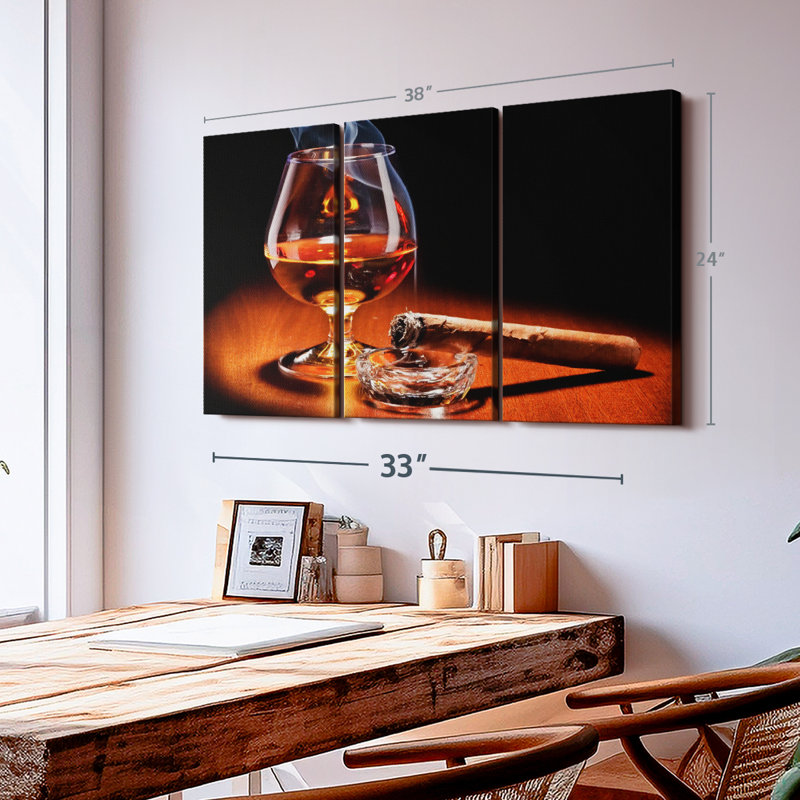 " Cigar And Cognac Drinks ", 24" H x 38" W x 1.25" D