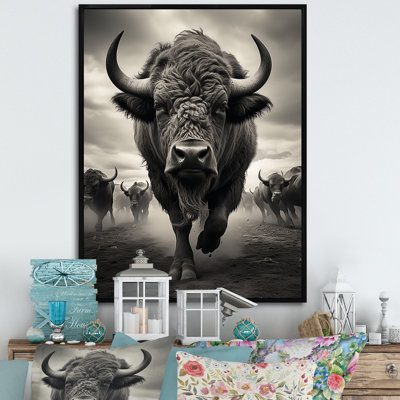 " Gray Buffalo Grazing Giants "