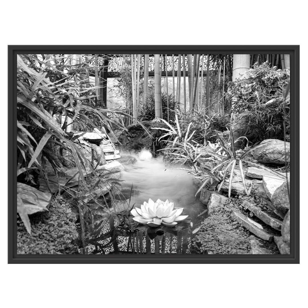 Gerahmtes Wandbild Zen Garten Japan Kunst B&W