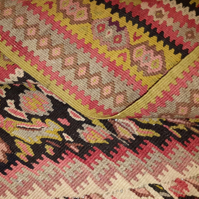 Canvello Antique 1950 Hand Made Casual Medallion Silkroad Seneh Rug - 4'1'' X 6'3''