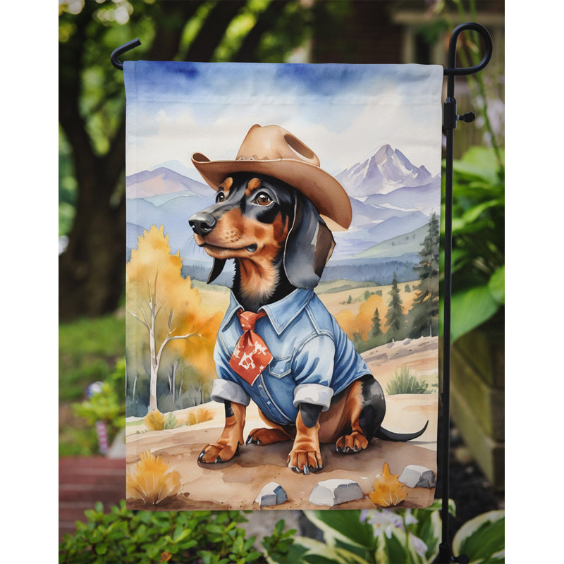 Drapeau Cowboy Welcome Garden, Teckel brun / noir