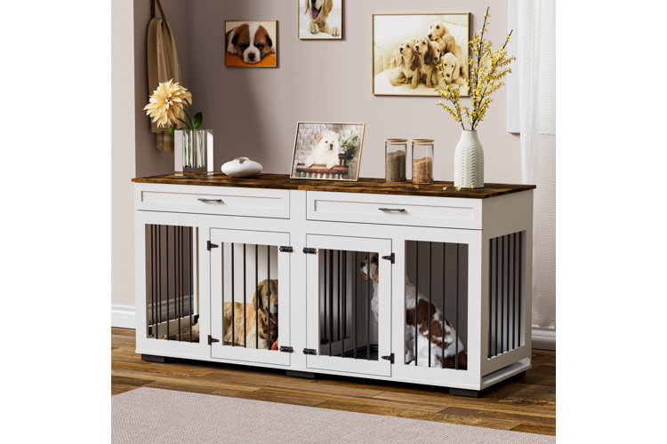 large dog crate with a divider
