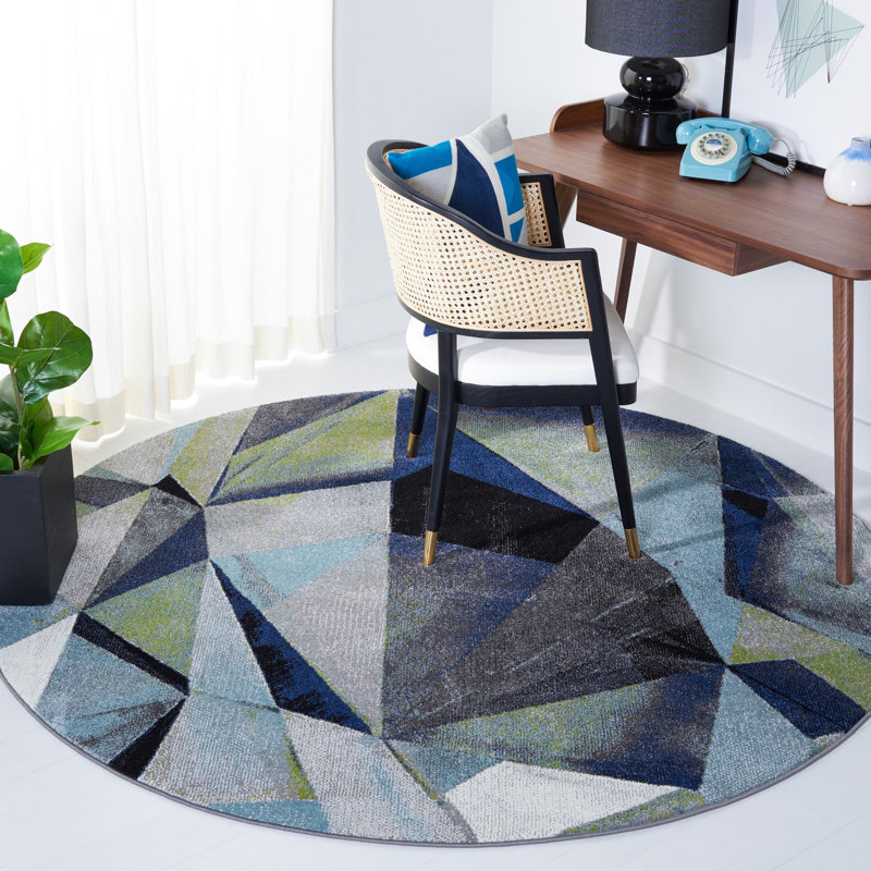Tapis à motif abstrait Mihrije Porcello, Rond 6 pi 7 po