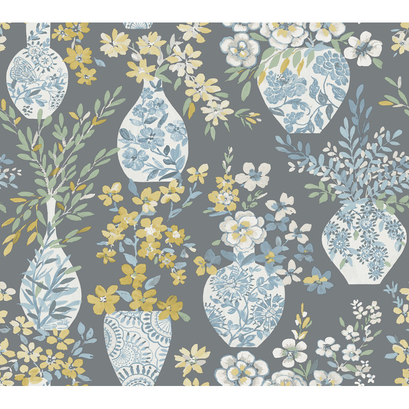 Richerson Floral Wallpaper Double Roll, Gray