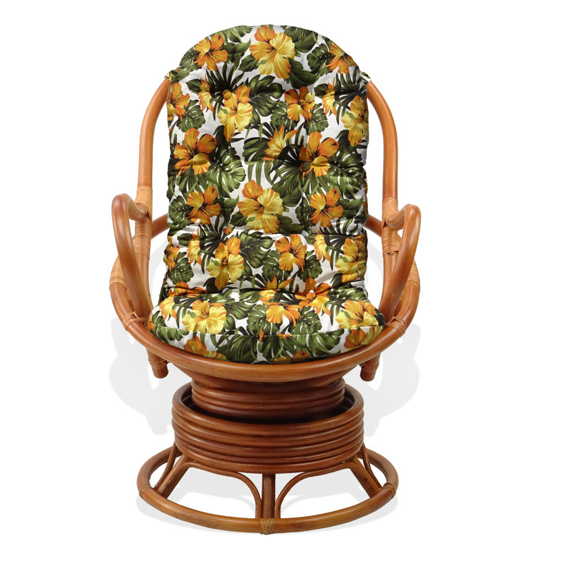 Chaise berçante Alliana, Velours à motif floral, Marron clair