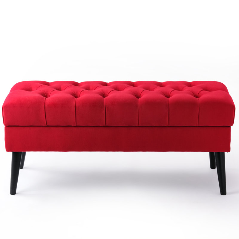 Velvet Upholstered Storage Bench, 49cm H x 120cm W x 35cm D