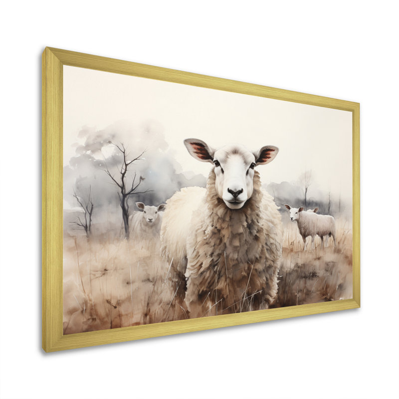 Sheep Silent Symphony - Sheep, art encadré, Cadre doré simple, H 24 po x l 32 po x P 1 po