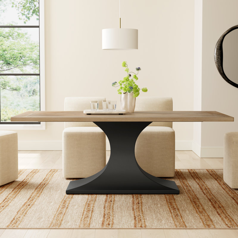 Amboise Metal Base Dining Table, Light Brown