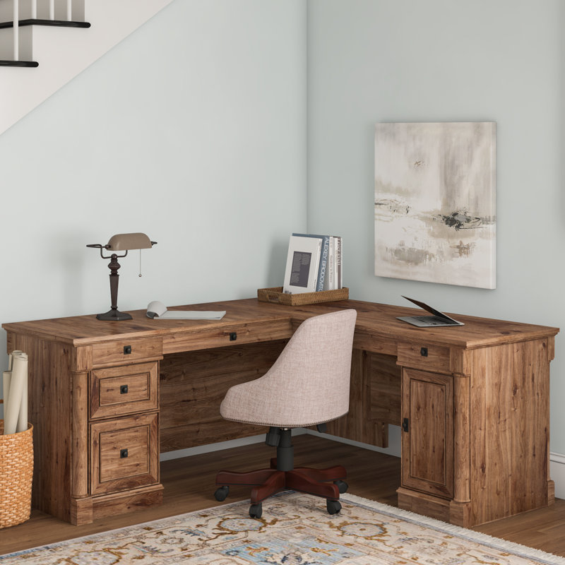 L-Shaped Computer Desk, Vintage Oak