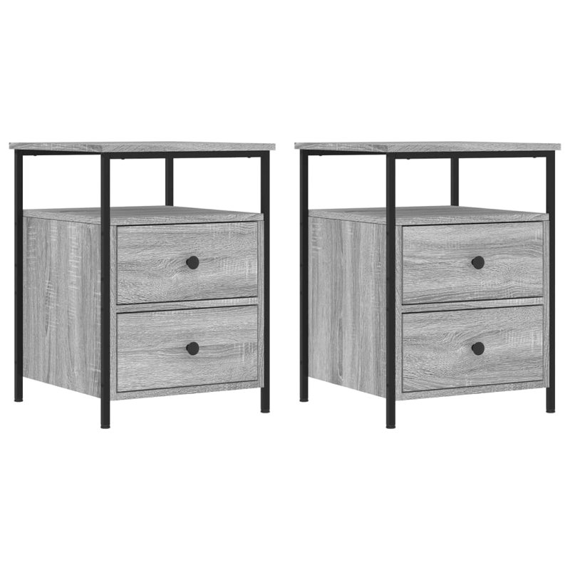 Elsinore 44 cm W Bedside Table, Grey Sonoma, Set of 2