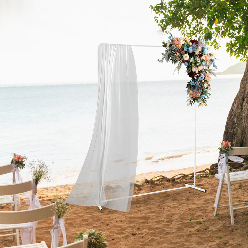 Wedding Backdrop Stands with Covers, 78.72" H x 59.04" W x 19.68" D, White/Beige