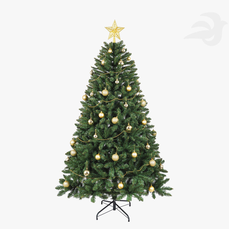 Arbre de Noël artificiel 7,5 pi pré-éclairé: 550 lumières à DEL blanc chaud, 1350 pointes en PVC et aiguille dure, conception à branches articulées, support en métal robuste, apparence réaliste