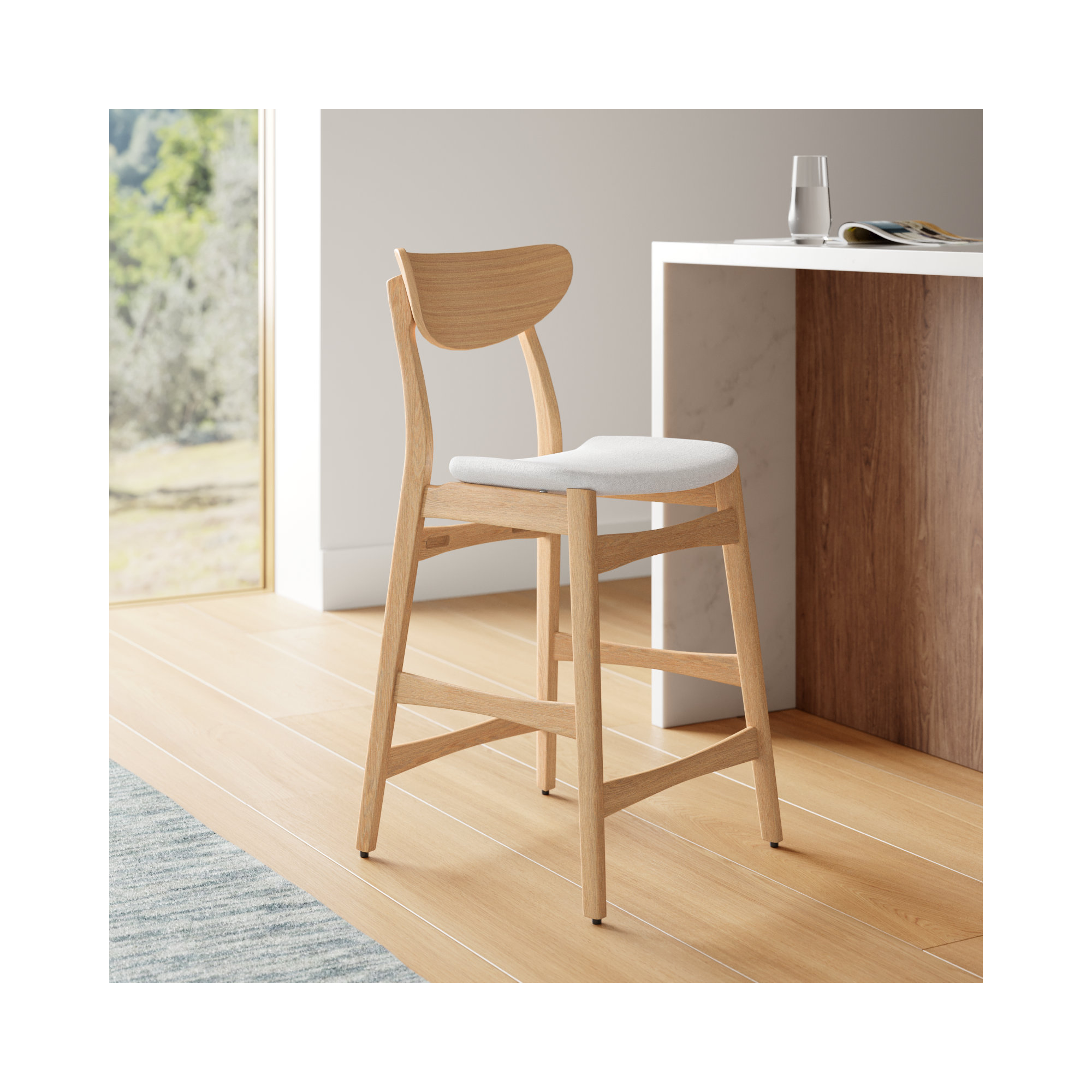 Fitz 24" Counter Stool, Light Beige, Oak