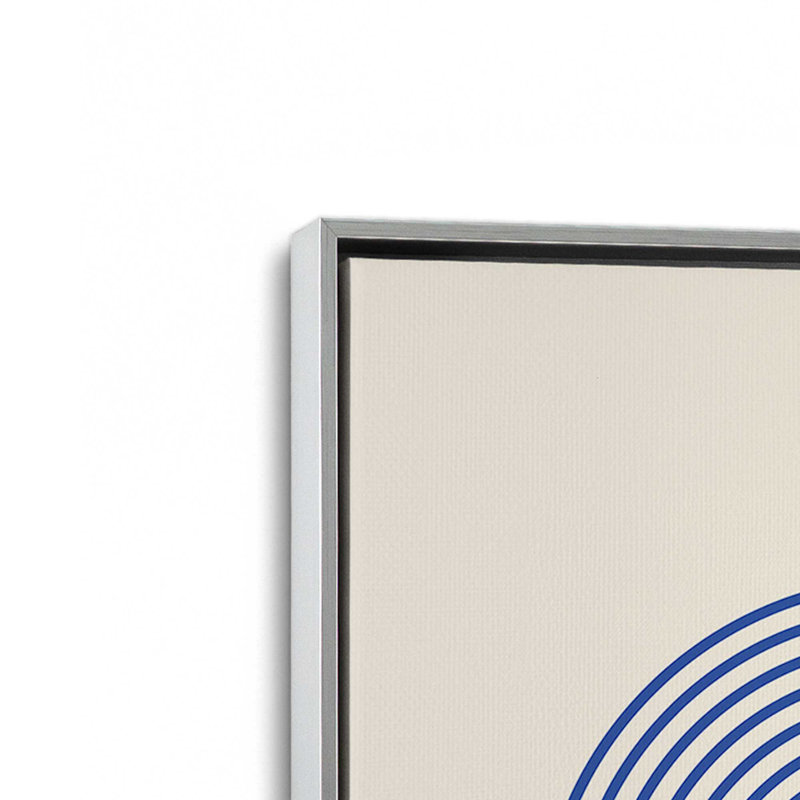 Linhaus Bauhaus linéaire sur toile bleue, Cadre flottant en chrome poli, H 48,75 po x l 32,75 po x P 1,75 po