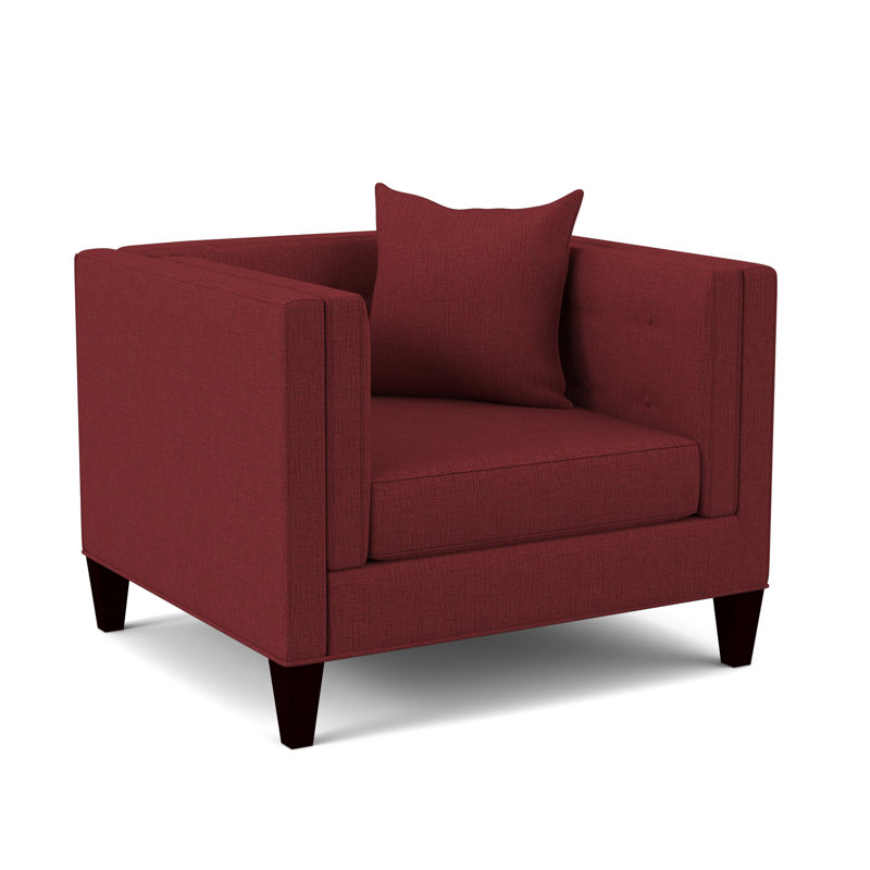 Fauteuil en polyester touffeté l 43 po Banelly, Chenille de mûrier céleste