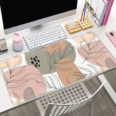 Boho Abstract Large Mouse Pad, Brown Grey Pink Aesthetic XL Mouse Pad, Gaming Mousepad XXL Long Keyboard Mat 35.54''X15.7'' Desk Accessories for Women Girls
