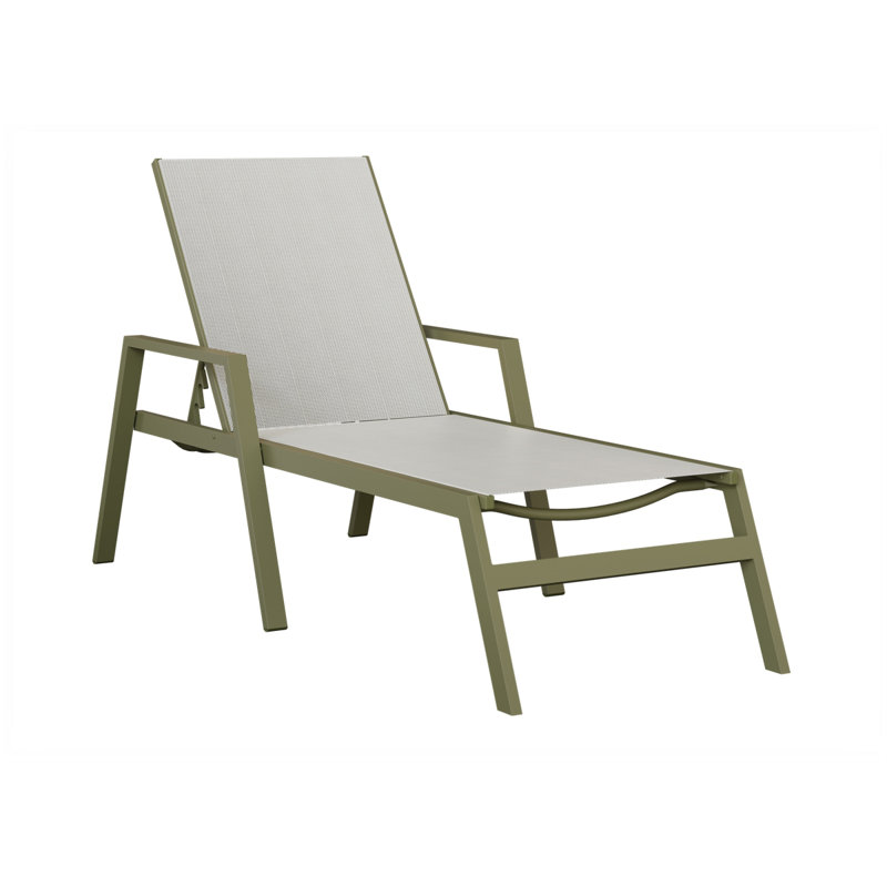 Chaise longue en aluminium sauge verte Berlin Garden, Gris pâle, Vert sauge