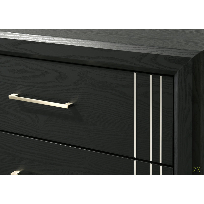 Table de chevet contemporaine à 2 tiroirs 1Pc, Noir