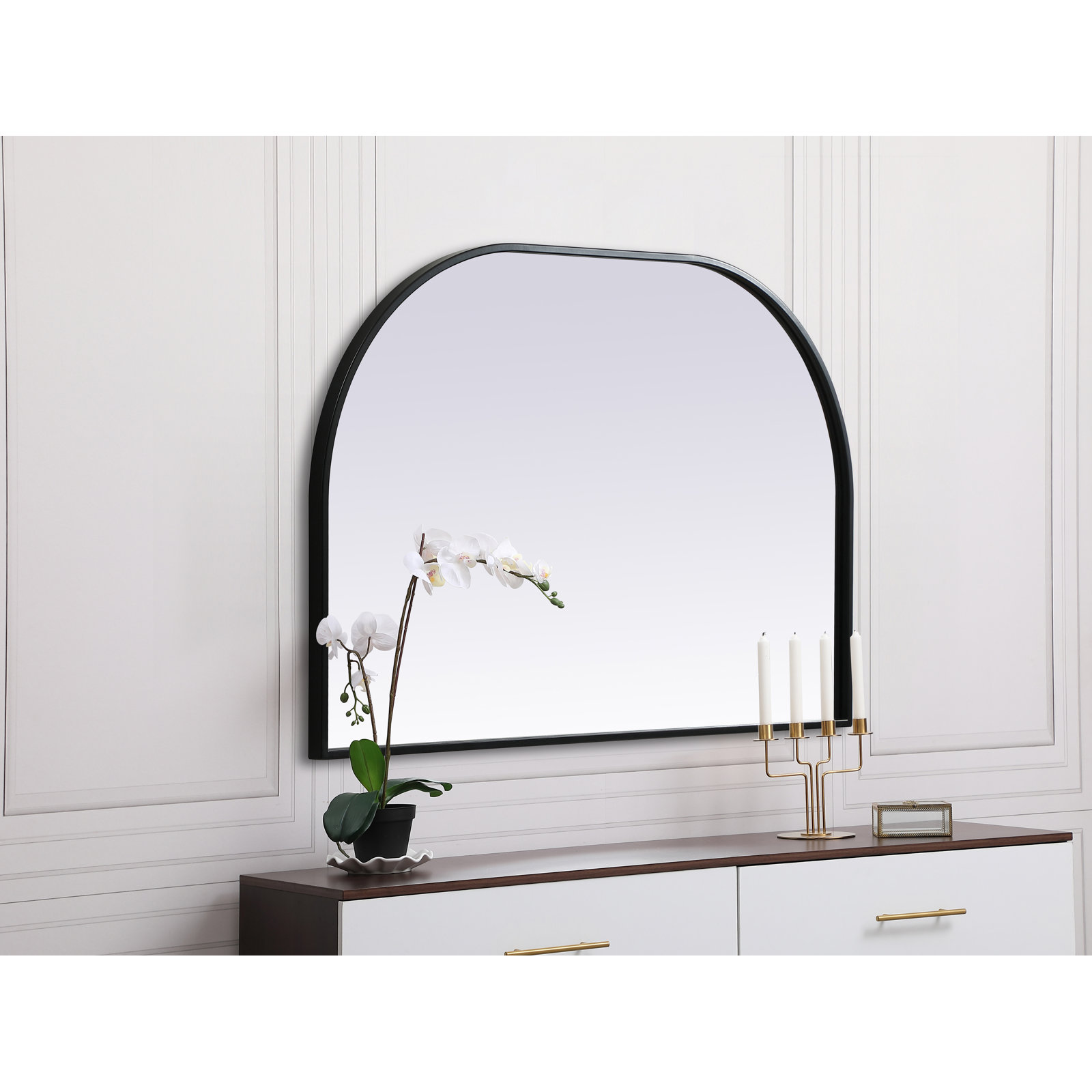 Sabine Metal Wide Arch Wall Mirror, Black, 24" x 36"