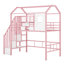 Lit mezzanine en métal avec toit et boîte de rangement, simple-2077117300