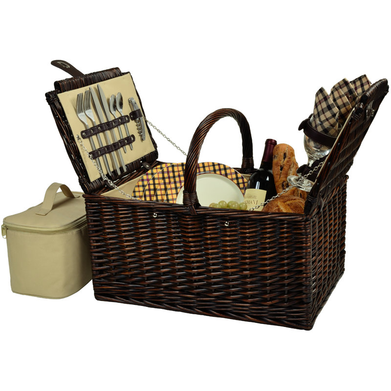 Panier de pique-nique pour quatre, Tissu écossais de Londres