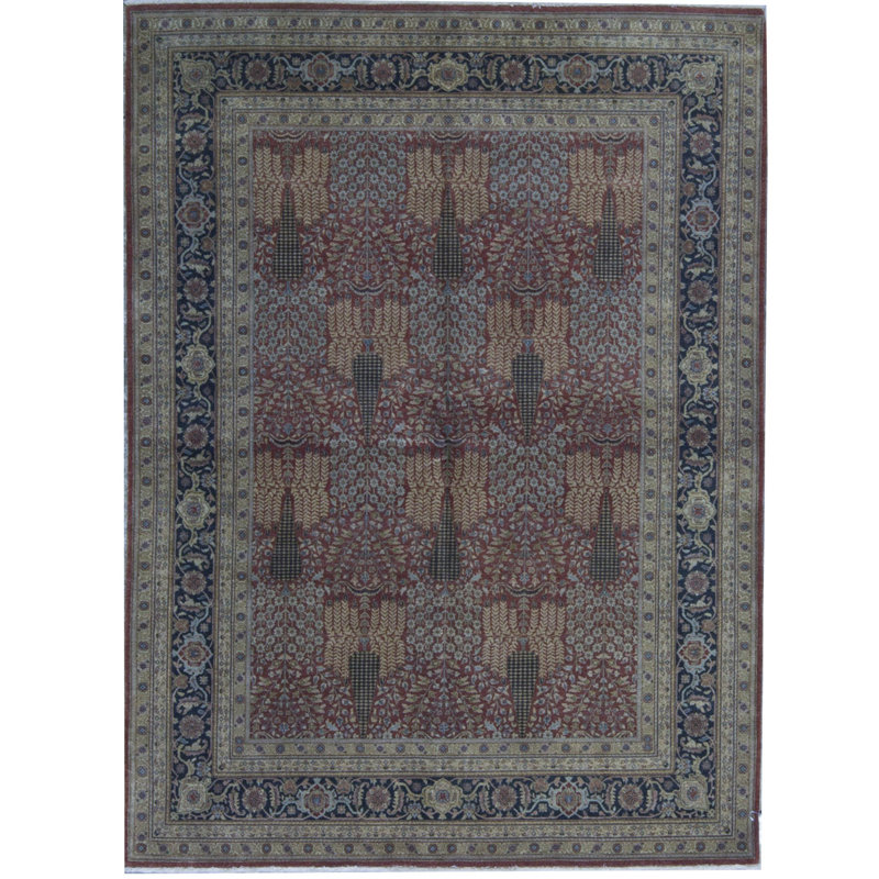Tapis rouille et noir noué à la main de haute qualité