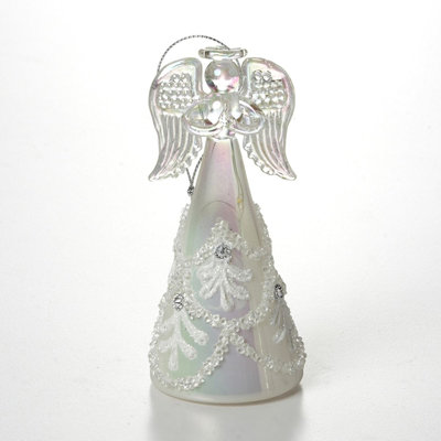 Ange en verre à bijoux DEL