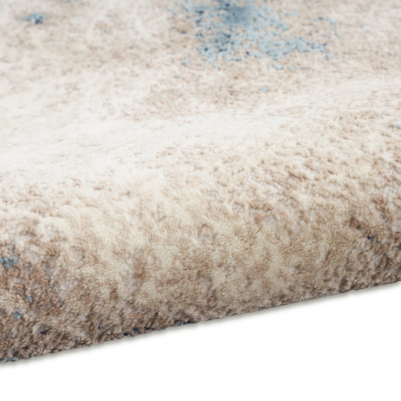 CK022 Infinity  Abstract Ivory/Gray/Blue Area Rug, Rectangle 9'9" x 12'