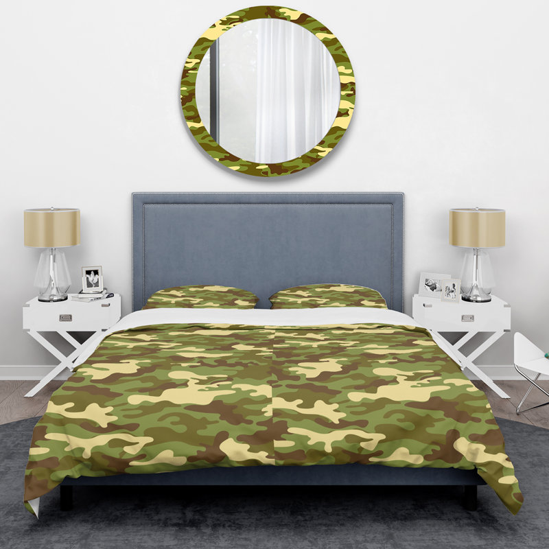 Ensemble de housse de couette en microfibre vert / brun 3 pièces